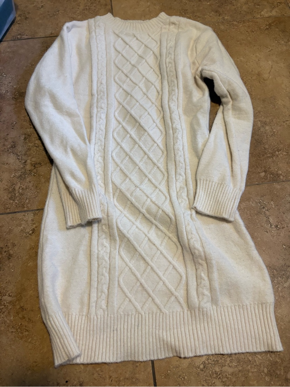 Princess Polly Cream Cable-Knit Sweater Dress